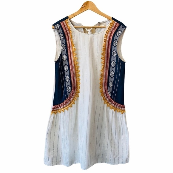 ALTAR’D STATE Boho Silver Metallic Striped Dress Size S - Picture 1 of 10